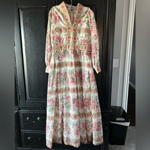 Vintage 60s Avalon Classics floral lined maxi dress fits size 10-12